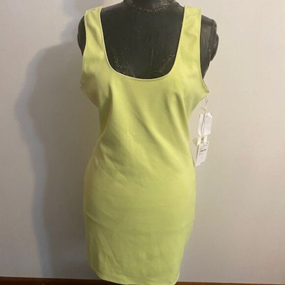Good American Key Lime square neck sleeveless Stretch mini dress, size 5/2X - Picture 1 of 6